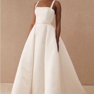 NWT BHLDN Amsale Olympia Wedding Gown (never altered) sheath w/ a-line overskirt